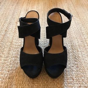 ASOS Black Suede Platform Heels, NWOT, 9